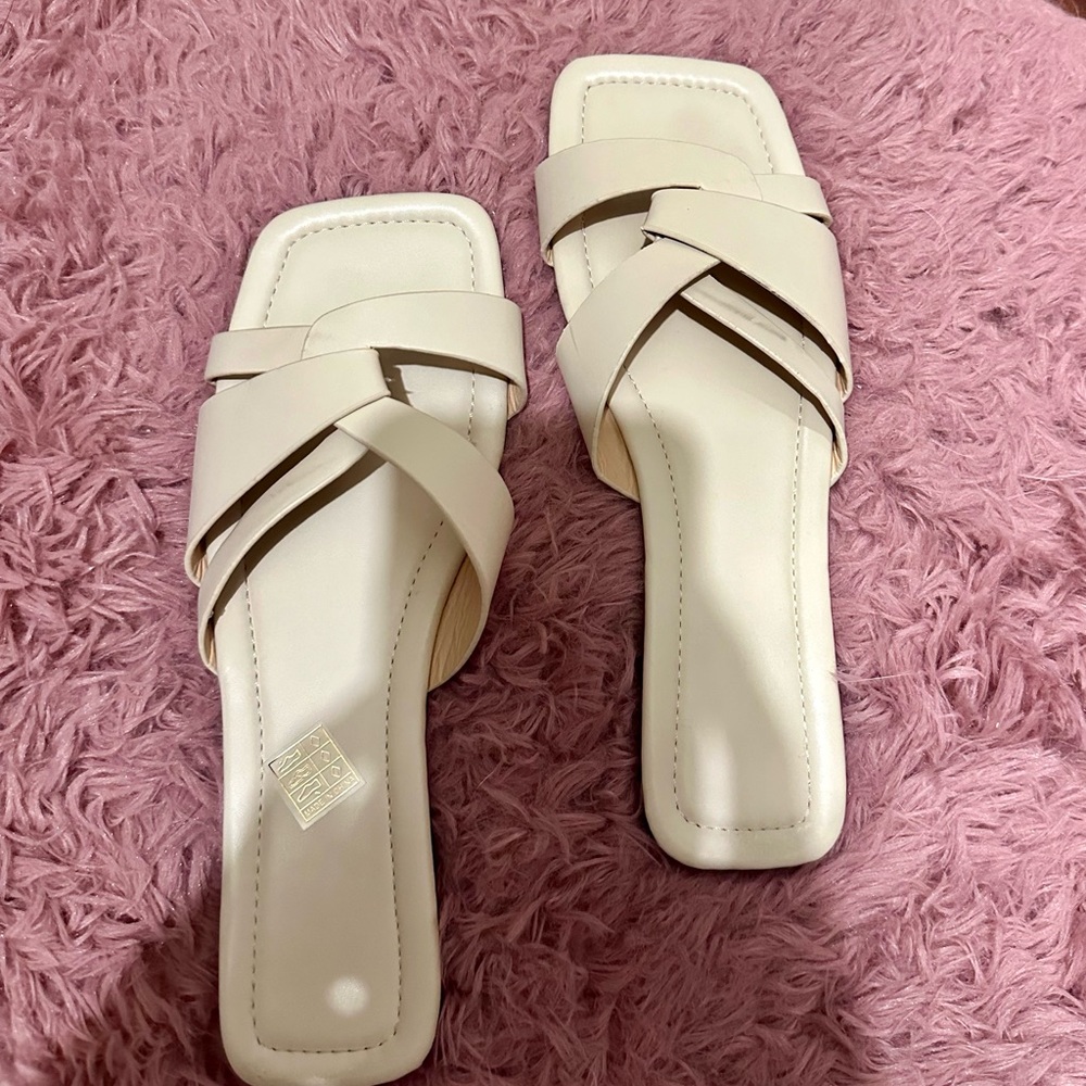Ivory slide sandals